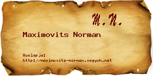 Maximovits Norman névjegykártya